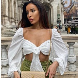 Romwe Sweetheart Neck Tie Knot Front Crop Top